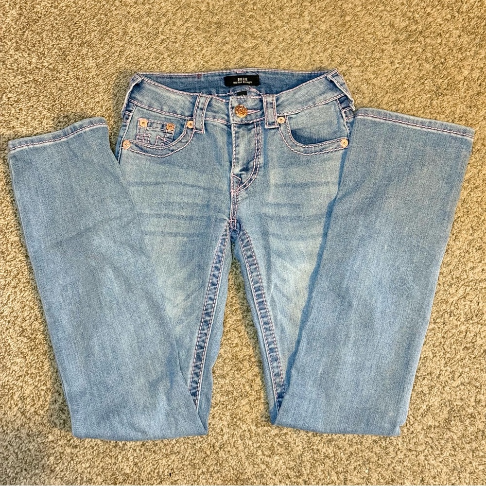 NWOT True Religion Billie Super T Pink Stitch Straight Jeans - Size 24 - Picture 3 of 10